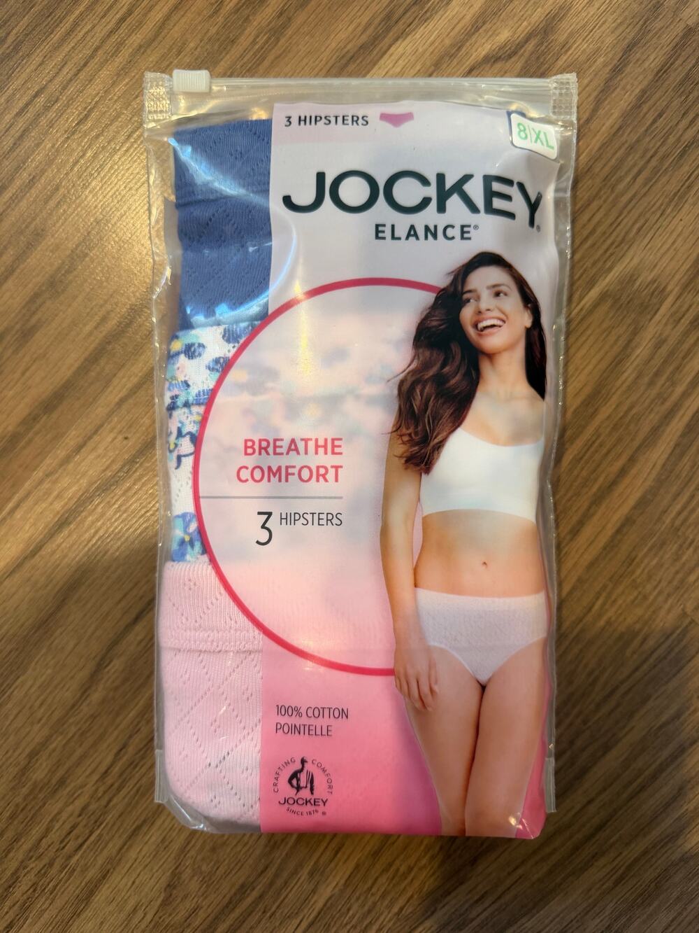 NEW! Lot Of 3- Jockey Women's Size 8 Hipster Brief Cotton Panties